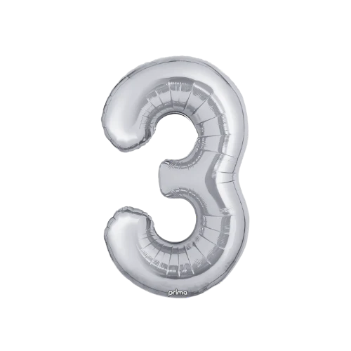 Prima Silver Foil Balloon Numbers 34'