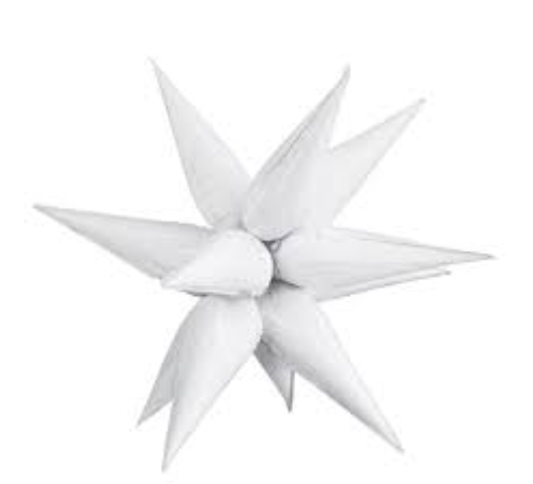 White Foil Starburst Balloons 26"