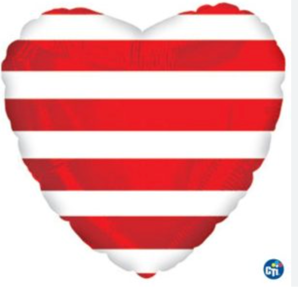 CTI Heart Striped Foil Balloons