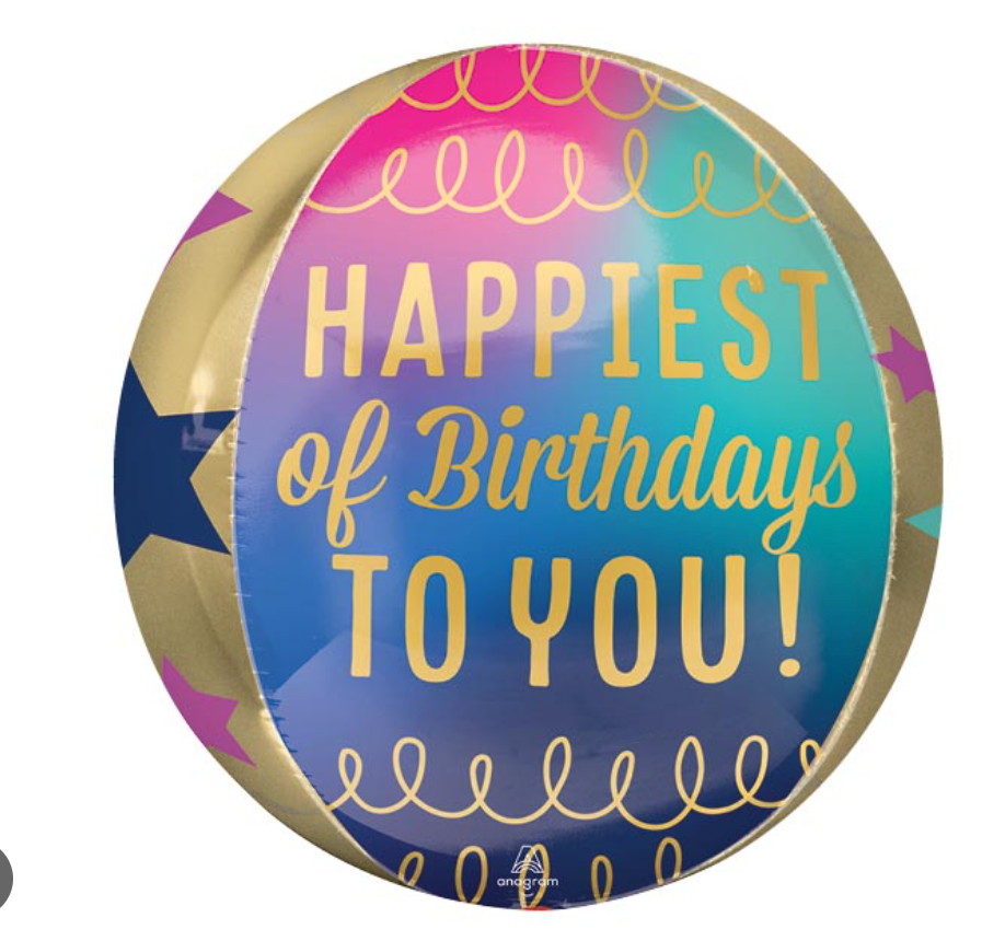 Angram Happiest of Birthdays to You Orbz Balloon 15"