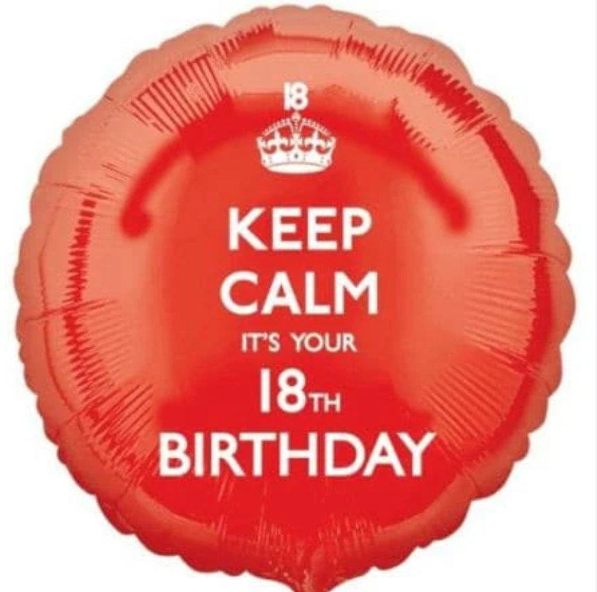 Anagram Keep Calm it's your 18th Birthday Foil Balloons