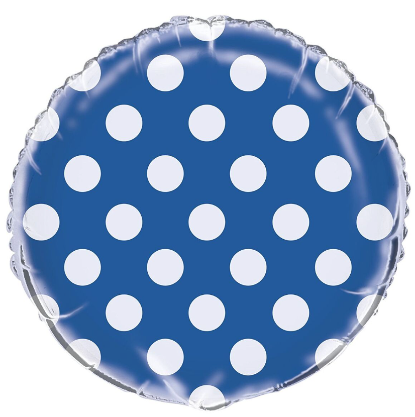 Blue Foil Balloons with Polkadots 18"