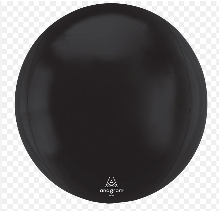 16" Anagram Black Solid Orbz Foil Balloon