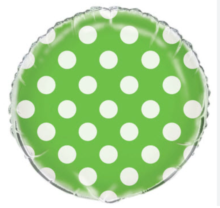 18" Lime Green Polka Dot Foil Balloon