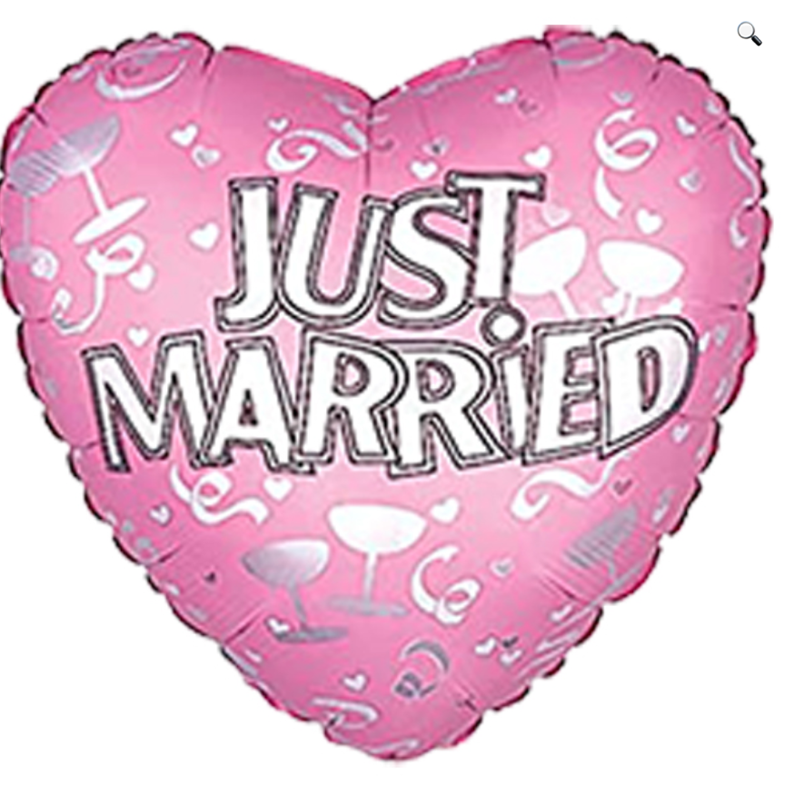 CTI Just Married Pink Heart Balloon