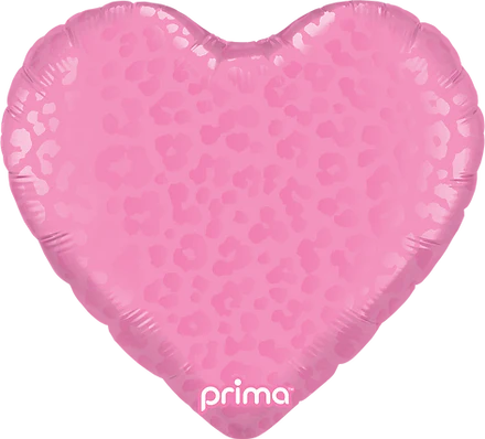 Prima 18" Heart Dark Pink Matte & Shiny Leopard Print