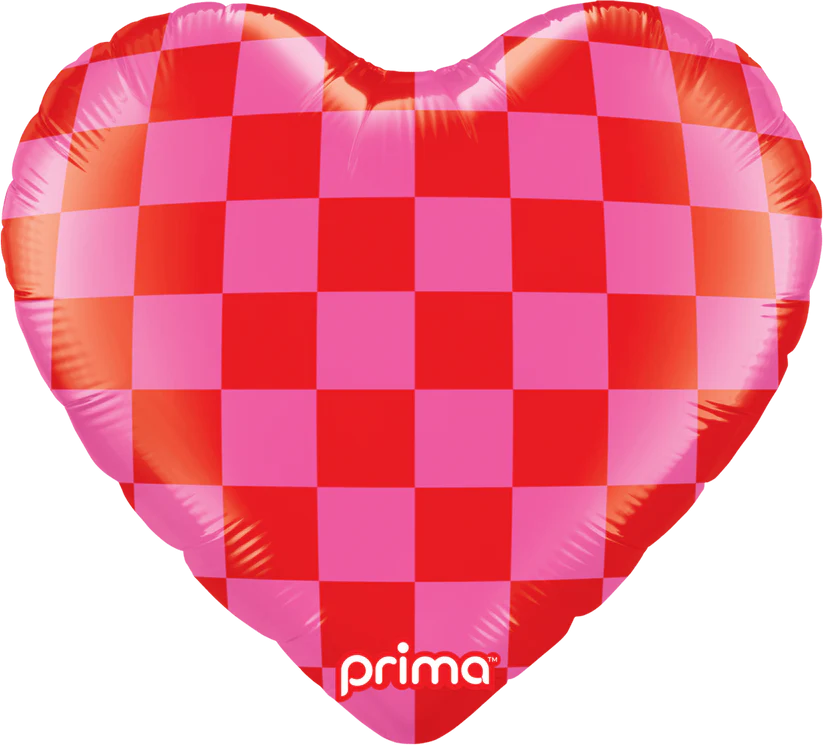 Prima 18" Heart Red & Pink Checker