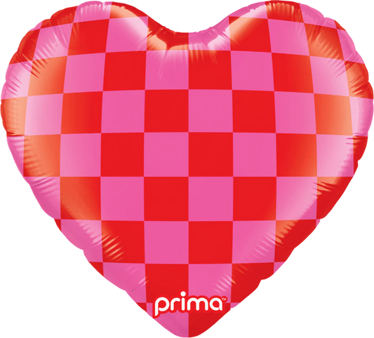 Prima 18" Heart Red & Pink Checker