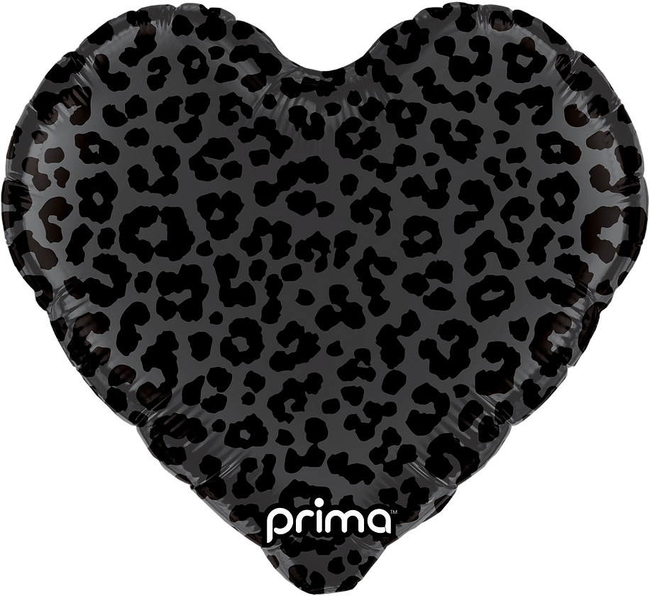 PRIMA 18" Heart Black Shiny & Matte Leopard Print