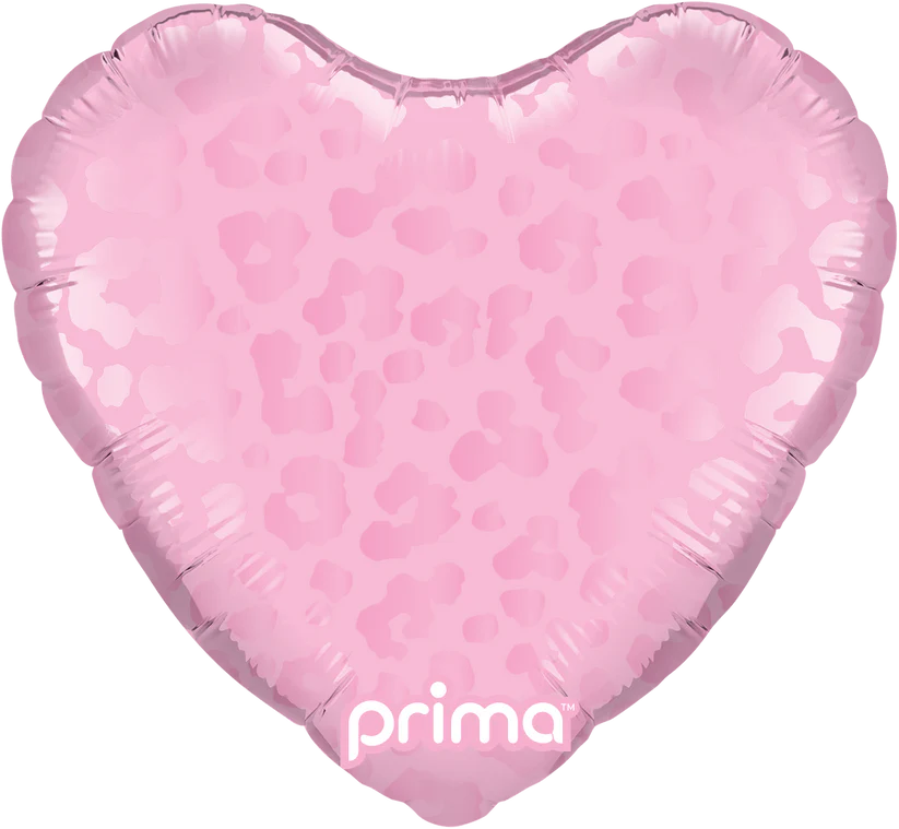 Prima 9" Heart Light Pink Matte & Shiny Leopard Print