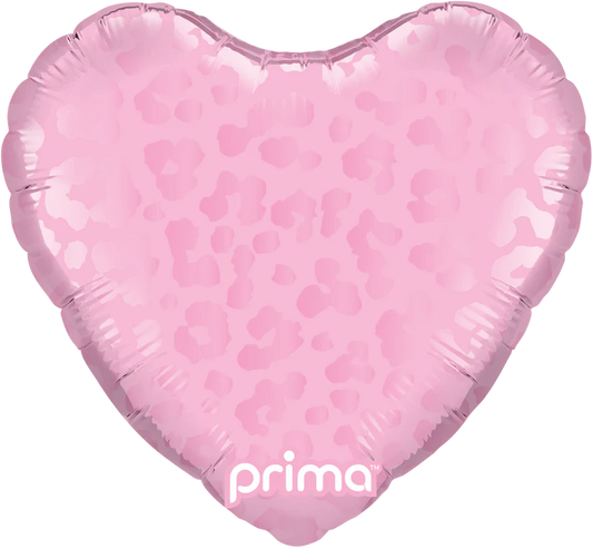 Prima 9" Heart Light Pink Matte & Shiny Leopard Print