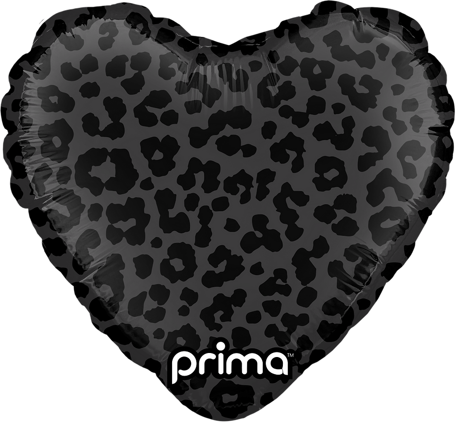 PRIMA 9" Heart Black Shiny & Matte Leopard Print