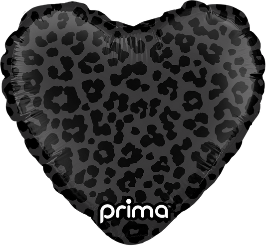 PRIMA 9" Heart Black Shiny & Matte Leopard Print