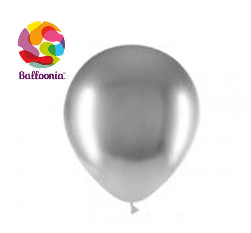 Balloonia 12" Brilliant Silver Latex Balloons (50ct)