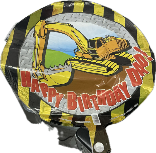 Happy Birthday Dad Globe Balloon with Construction Truck