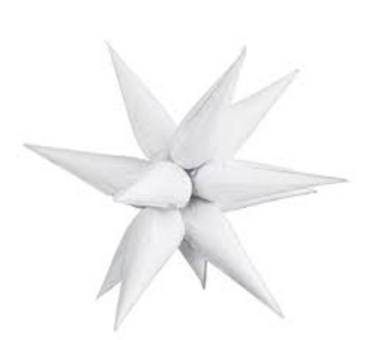 White Foil Starburst Balloons 26"