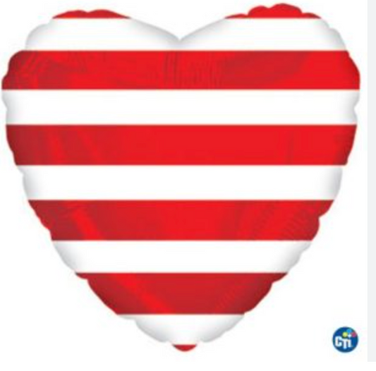 CTI Heart Striped Foil Balloons