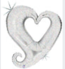 36" Holographic Chain Of Heart Silver Balloon