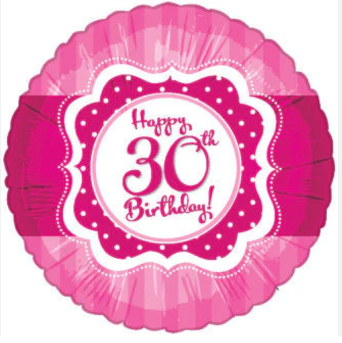 Happy 30th Birthday Pink Foil Balloon