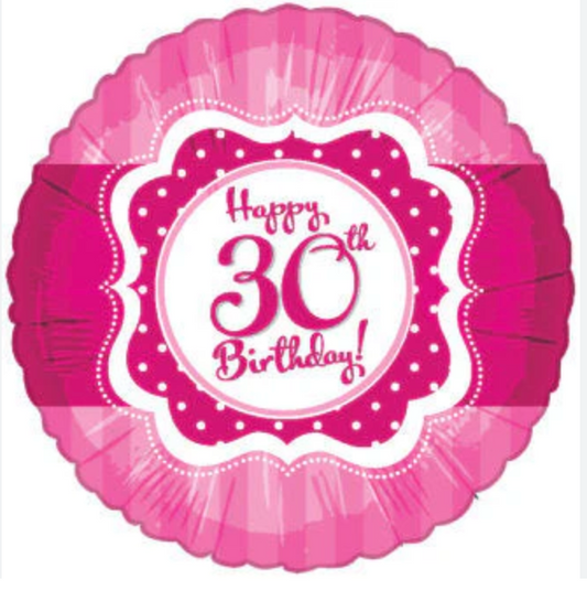 Happy 30th Birthday Pink Foil Balloon