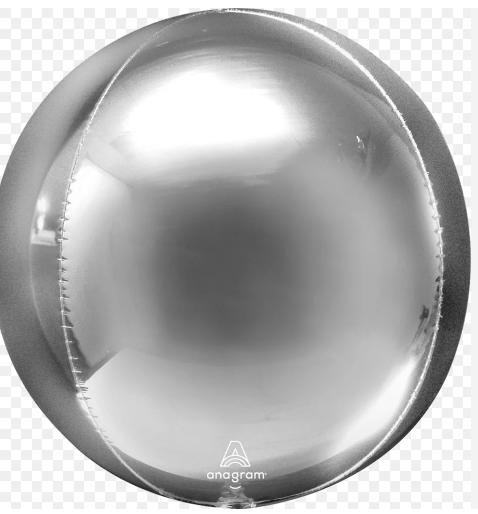 16" Anagram Silver Solid Orbz Foil Balloon - Globe Shaped
