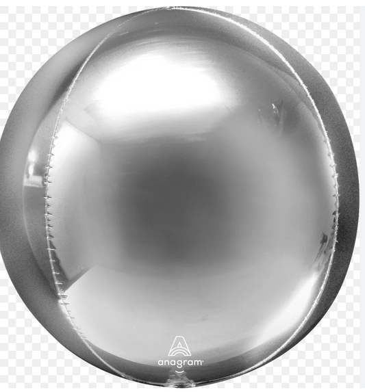 16" Anagram Silver Solid Orbz Foil Balloon - Globe Shaped