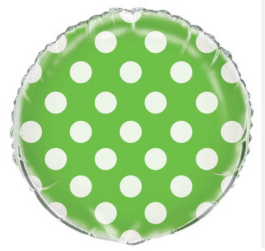 18" Lime Green Polka Dot Foil Balloon