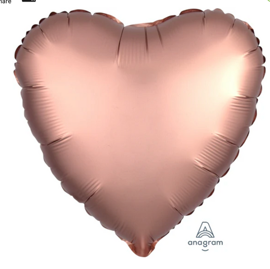 18" Satin Luxe Rose Copper Heart Foil Balloon