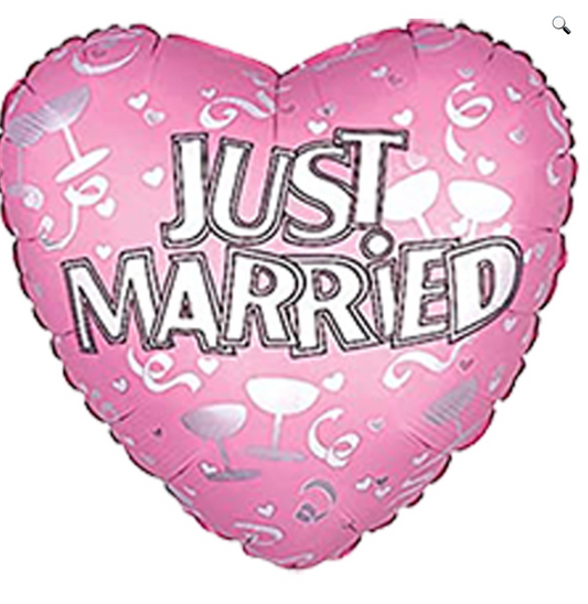 CTI Just Married Pink Heart Balloon