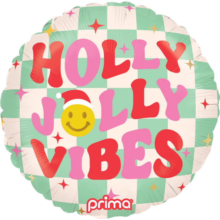 18" Round Holly Jolly Vibes Checker